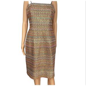 DAVID MEISTER VTG Tweed Strapless Dress Multicolor Knee Length Retro Sz 12 NWT